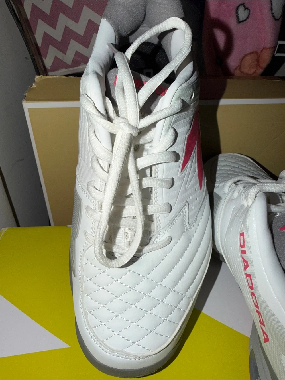 Diadora White and Red Women's Athletic Sneakers